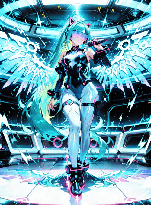 anime girl, singer, cybernetic