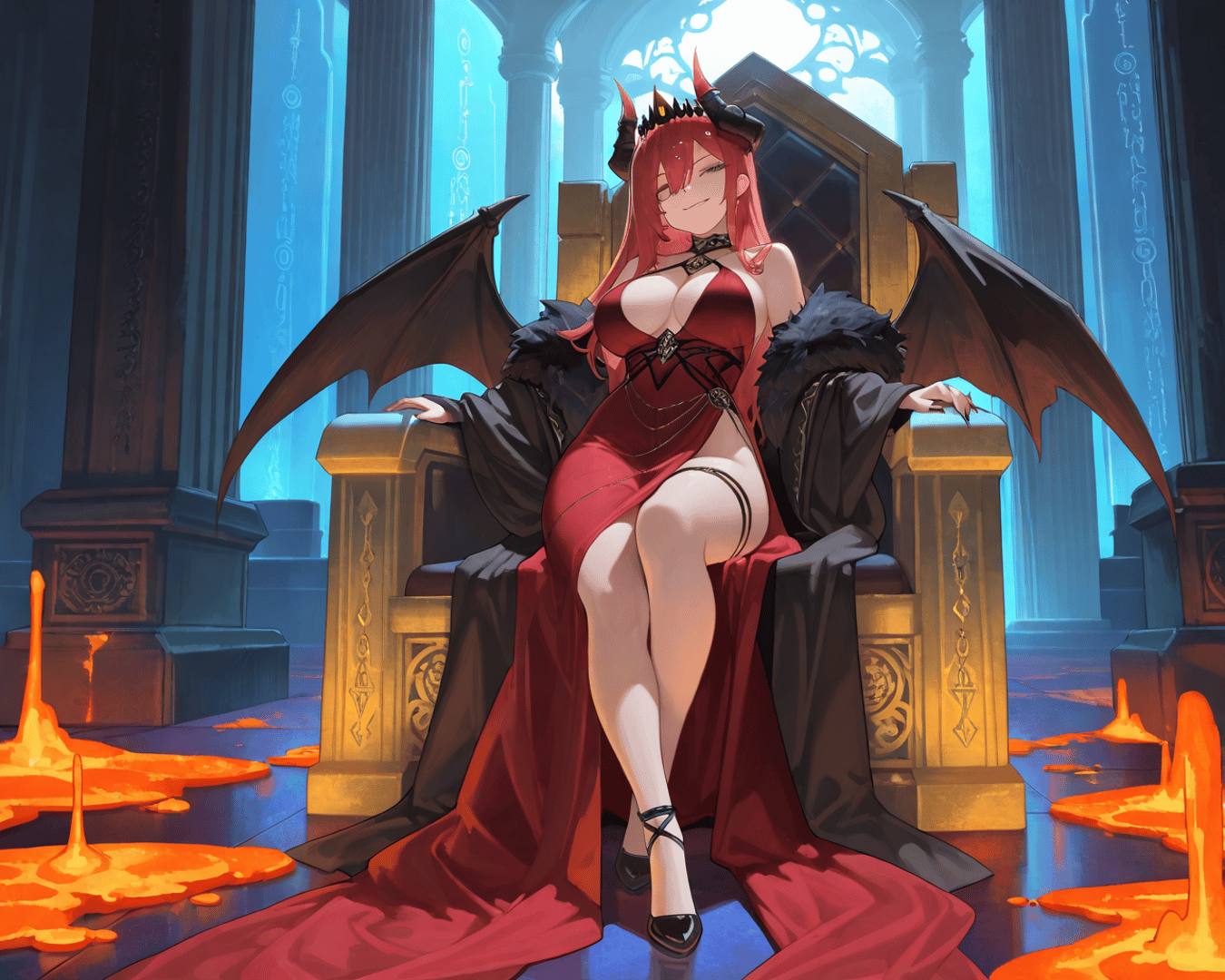 AI generated wallpaper featuring devil, woman, queen