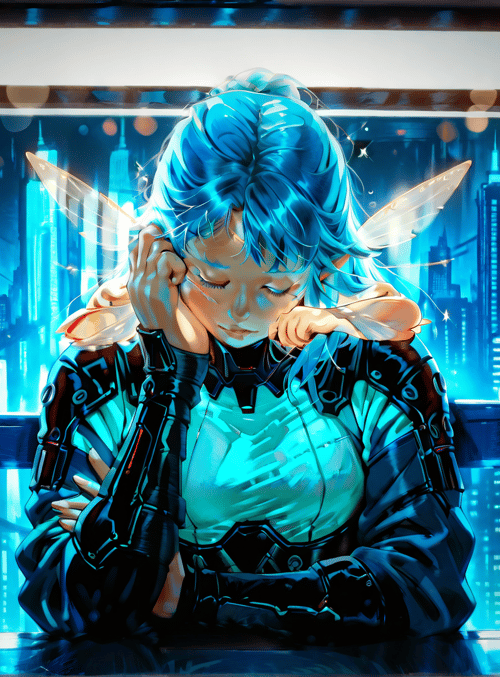 elf, woman, cyberpunk