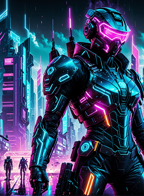 cyborg, soldier, city