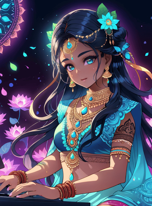 woman, lotus, computer