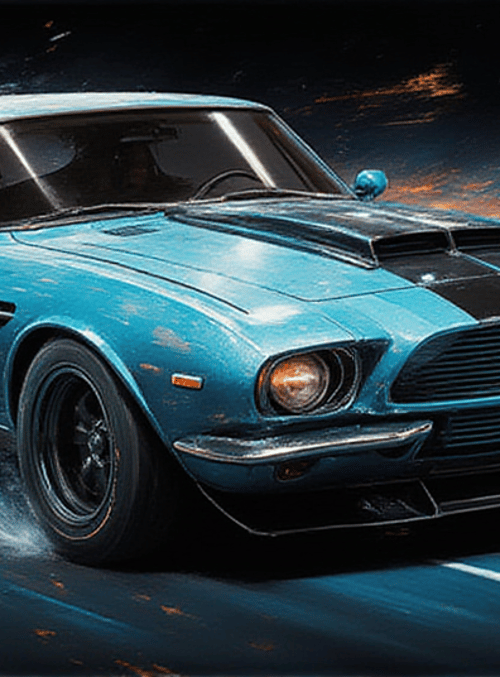 car, blue car, classic car, muscle car, sports car, vehicle, automobile, racing car, streaking car, southeast asian car