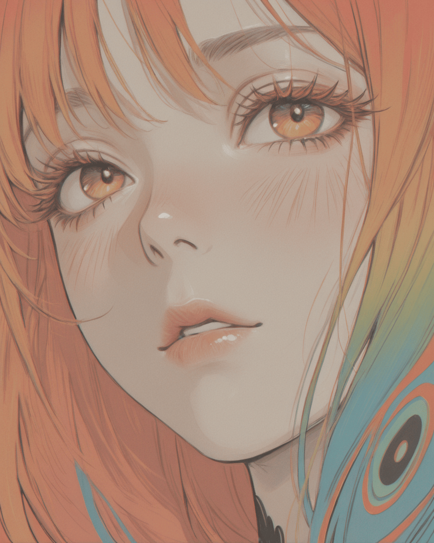 AI generated wallpaper featuring girl, hair, face, eyes, lips