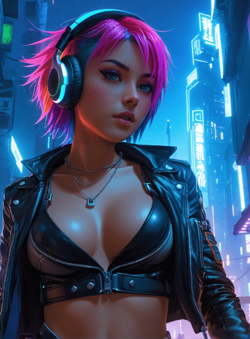 cyberpunk, girl, neon
