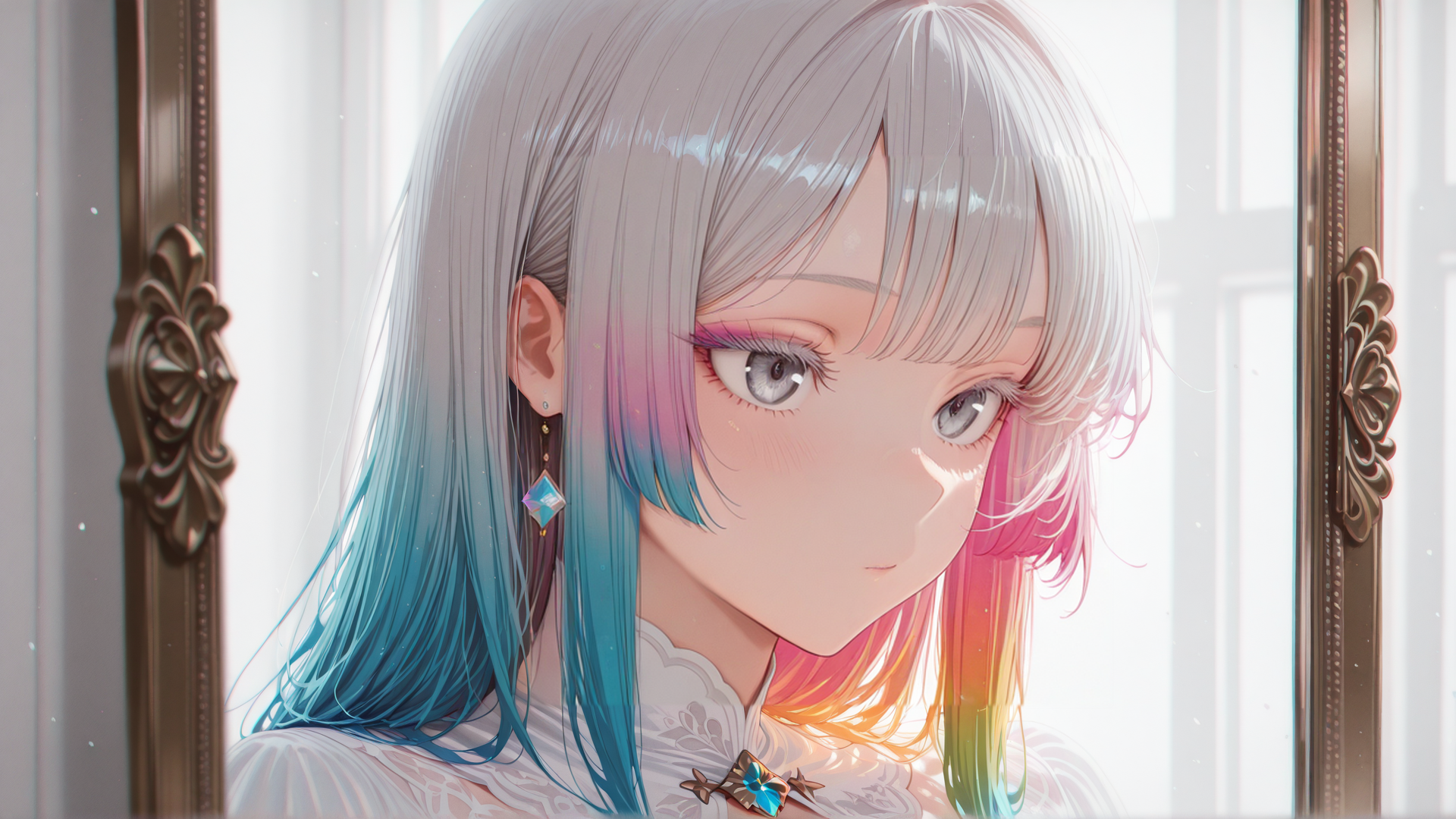 AI generated wallpaper featuring girl, anime, hair