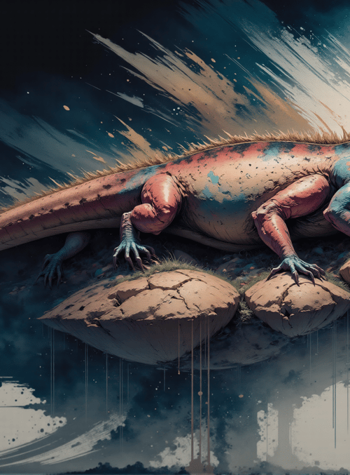 dragon, lizard, rock