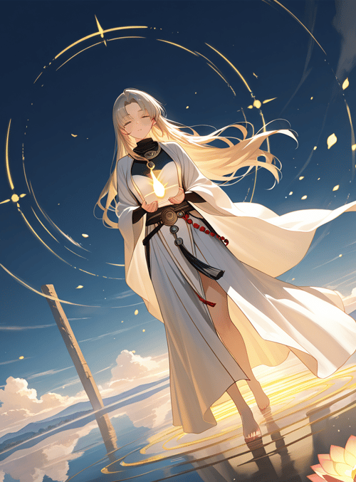 woman, lotus, water