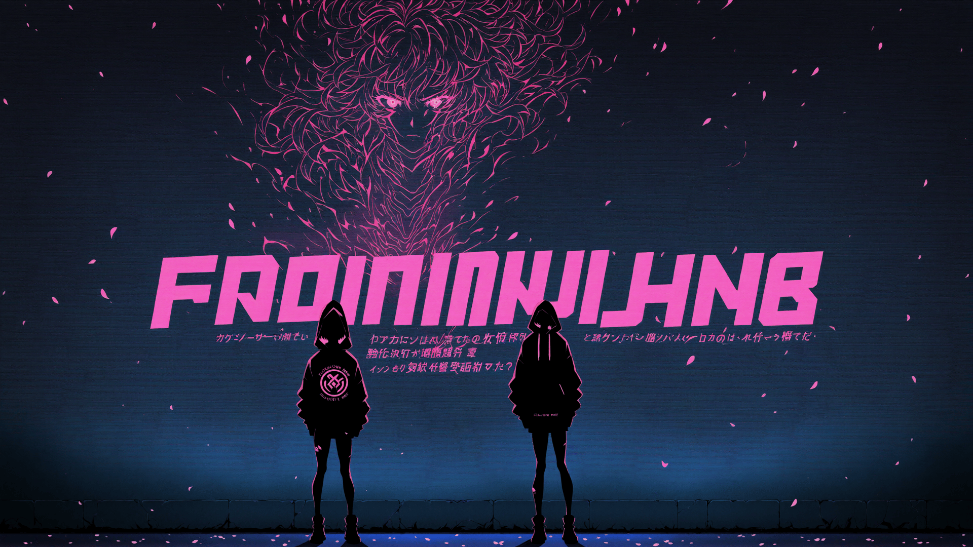AI generated wallpaper featuring figure, characters, silhouette