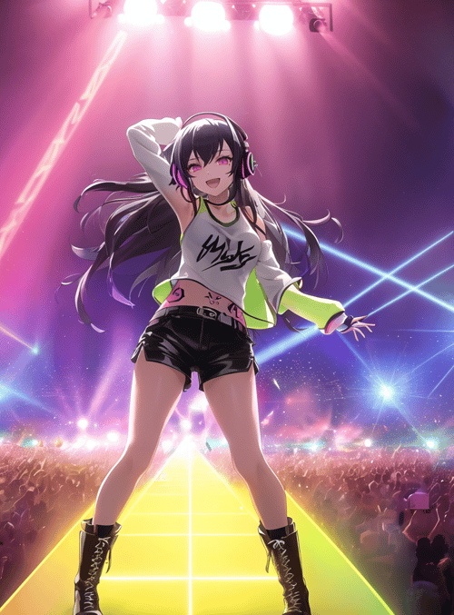 anime girl, concert, stage