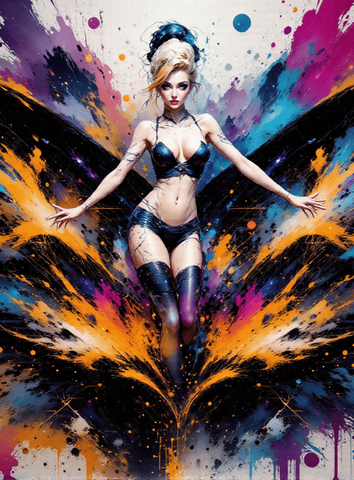 woman, angel, butterfly, painting, art