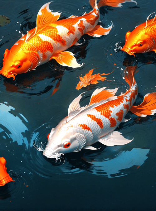 koi fish, lotus, water, leaves, pond