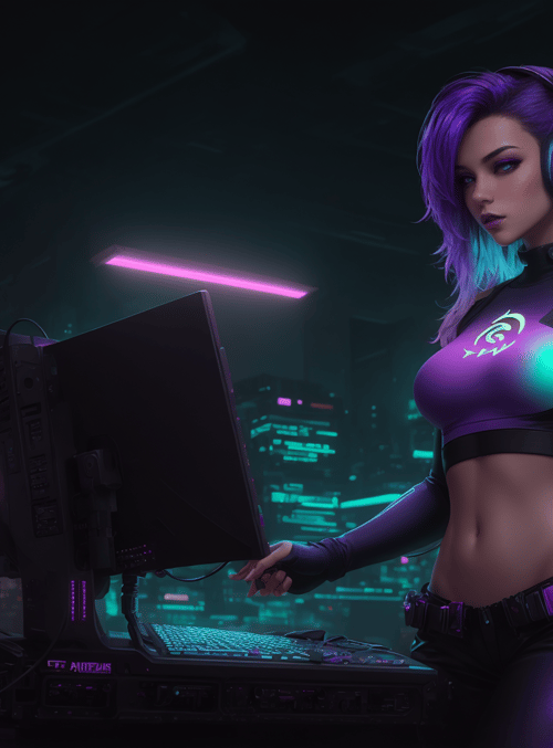 cyberpunk, gamer, woman