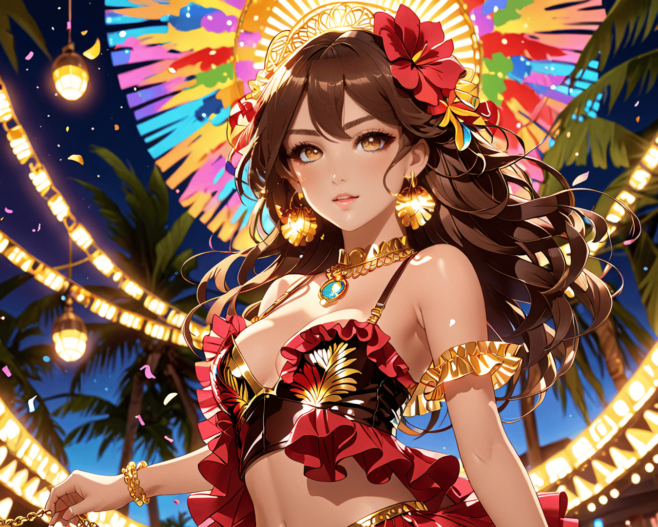 AI generated wallpaper featuring woman, bikini, flowers