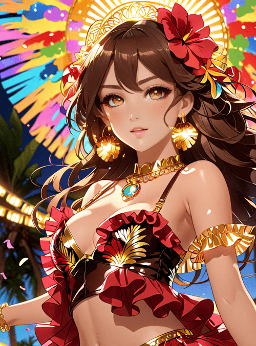 woman, bikini, flowers