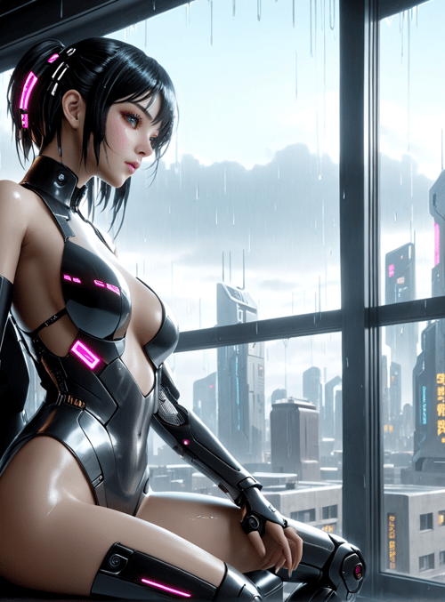 cyberpunk, woman, robot