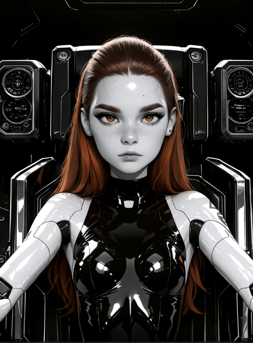 woman, robot, pilot, cyborg, cockpit