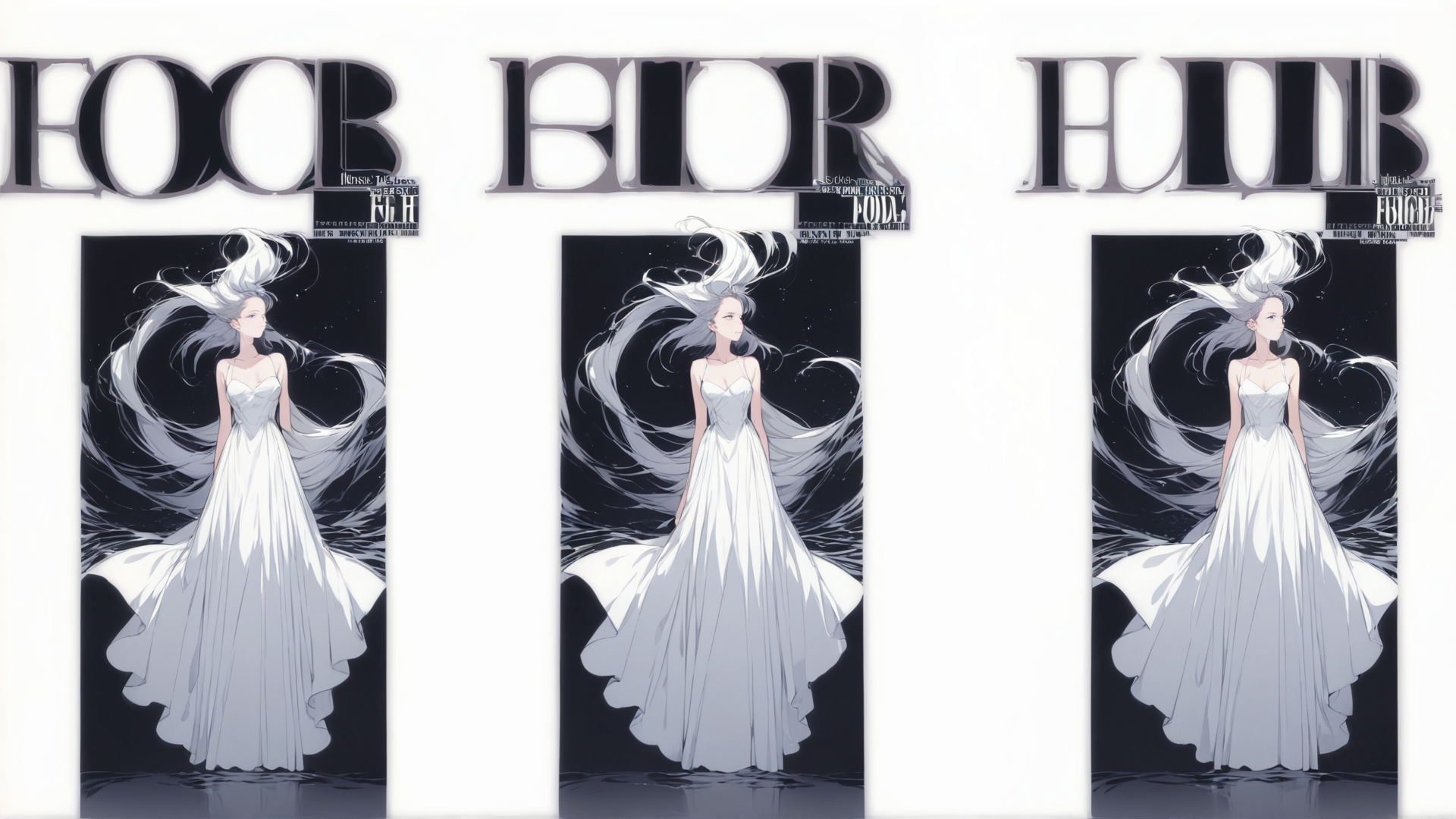AI generated wallpaper featuring woman, dress, hair