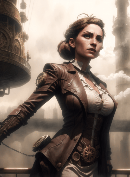 woman, steampunk, clock tower