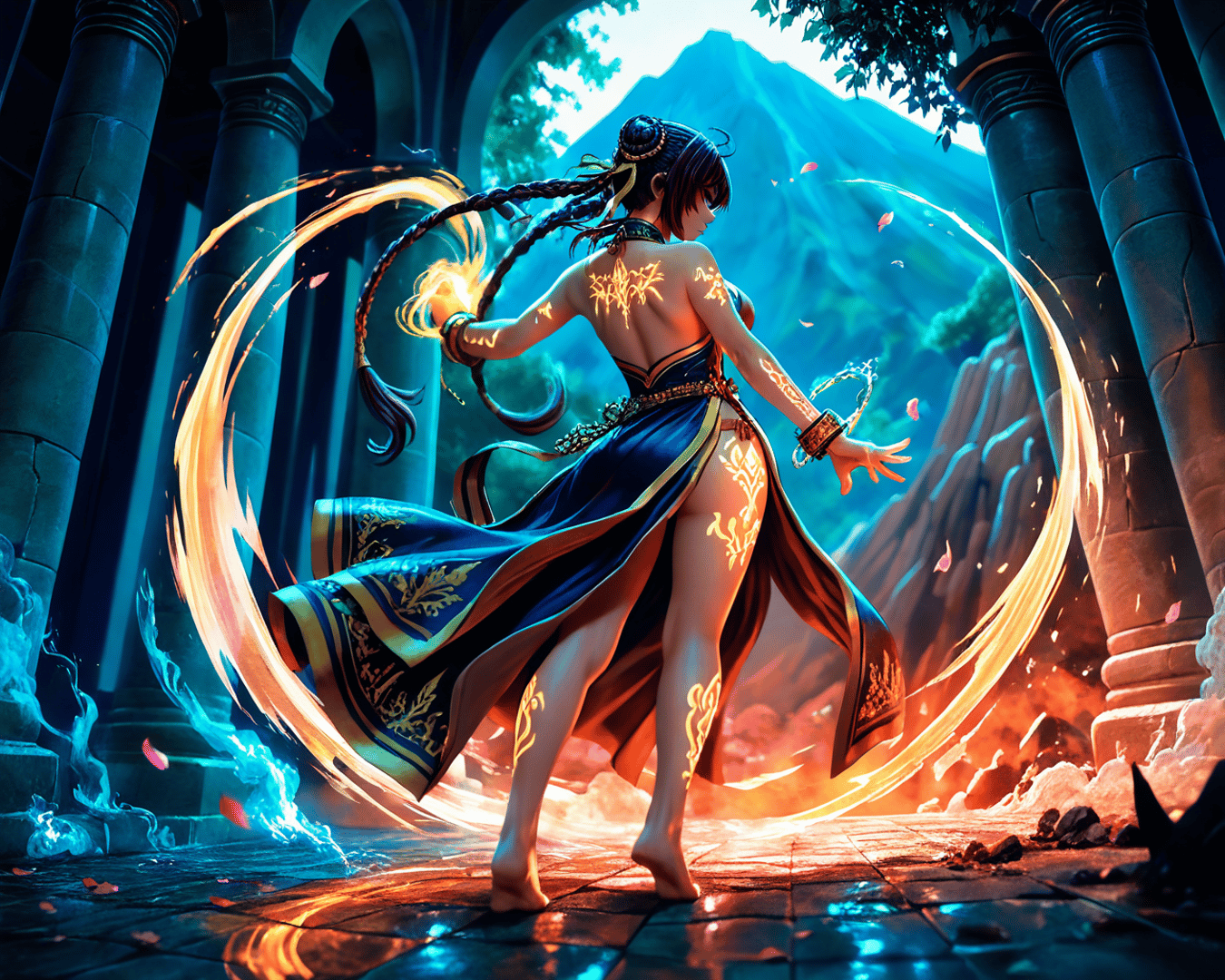 AI generated wallpaper featuring woman, goddess, magician