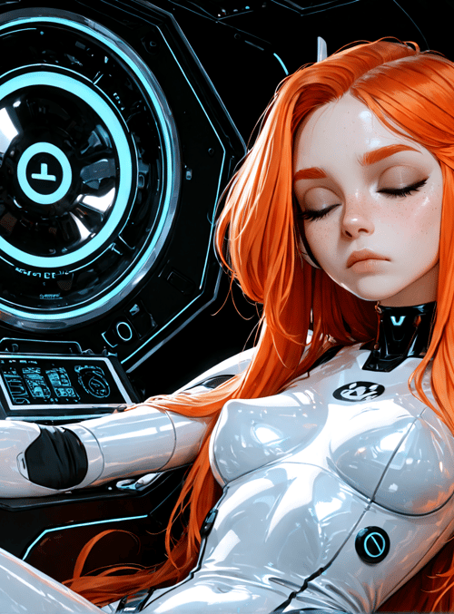 cyborg, robot, woman, gaming, helmet, hologram, control panel, futuristic, spaceship, headset