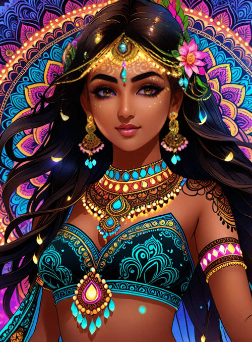 woman, mandala, jewelry