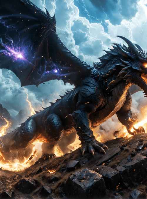 dragon, knights, mountains