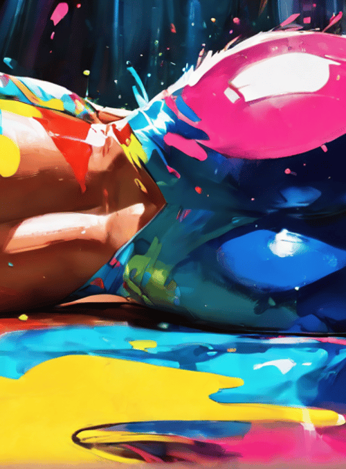 woman, paint, art, sleeper, body, acrylic, splash, color, pose, silhouette