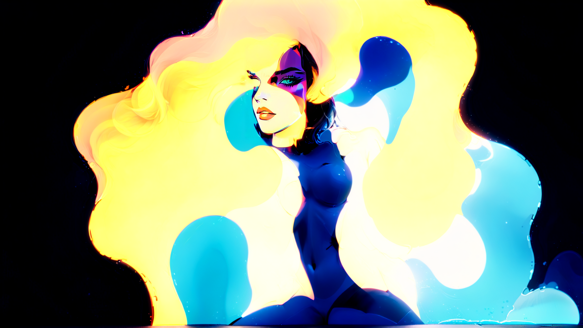 AI generated wallpaper featuring woman, silhouette, abstract