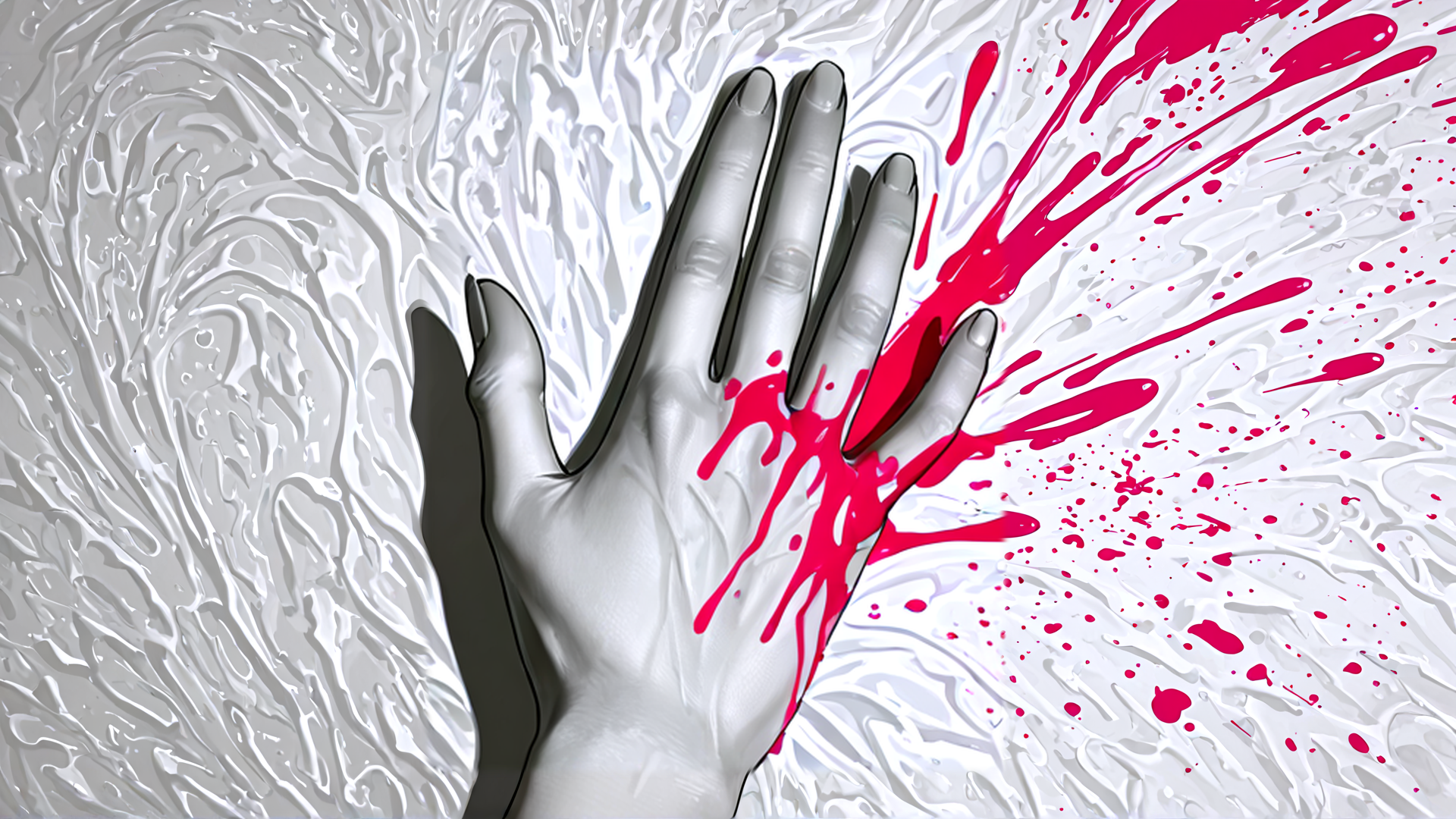 AI generated wallpaper featuring hand, blood, splatter