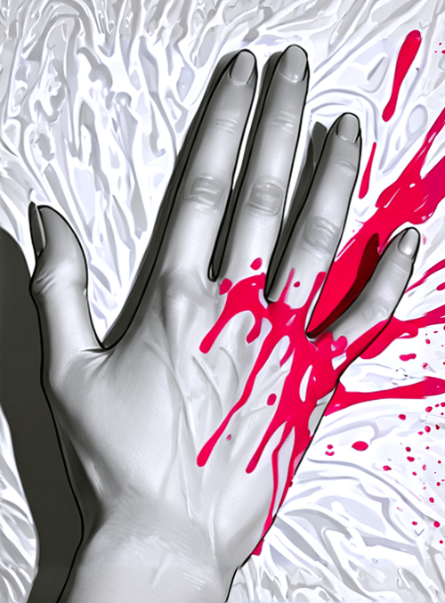 hand, blood, splatter