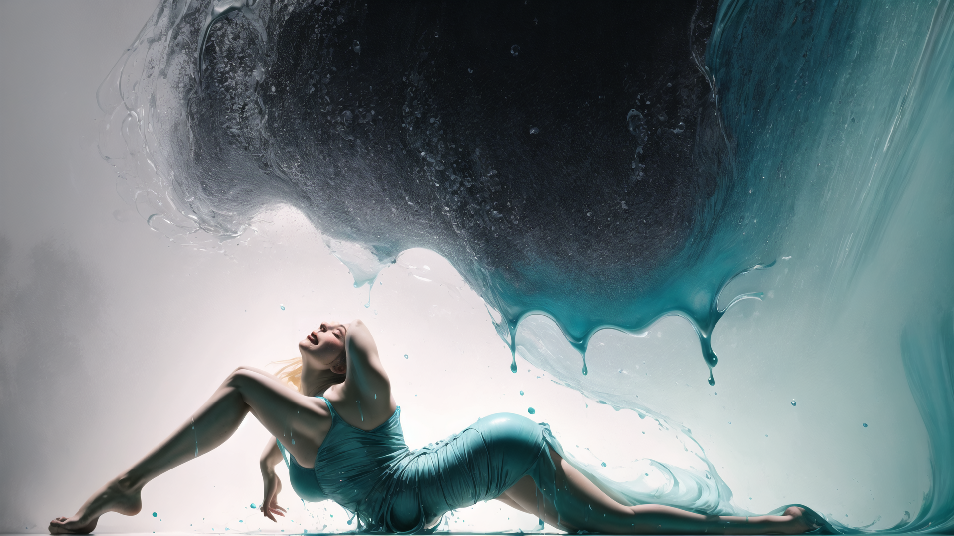 AI generated wallpaper featuring woman, water, liquid