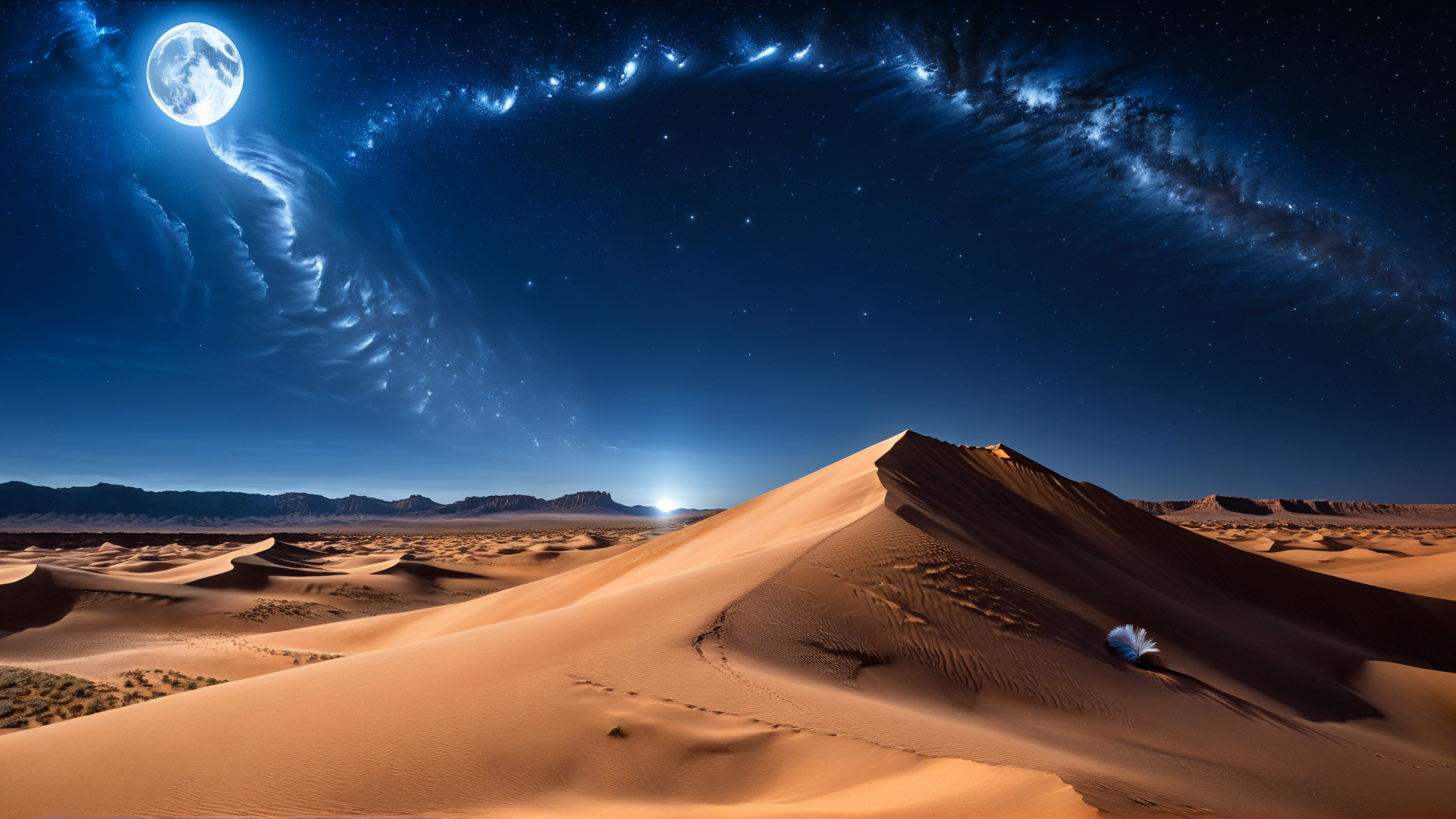 AI generated wallpaper featuring desert, moon, dune