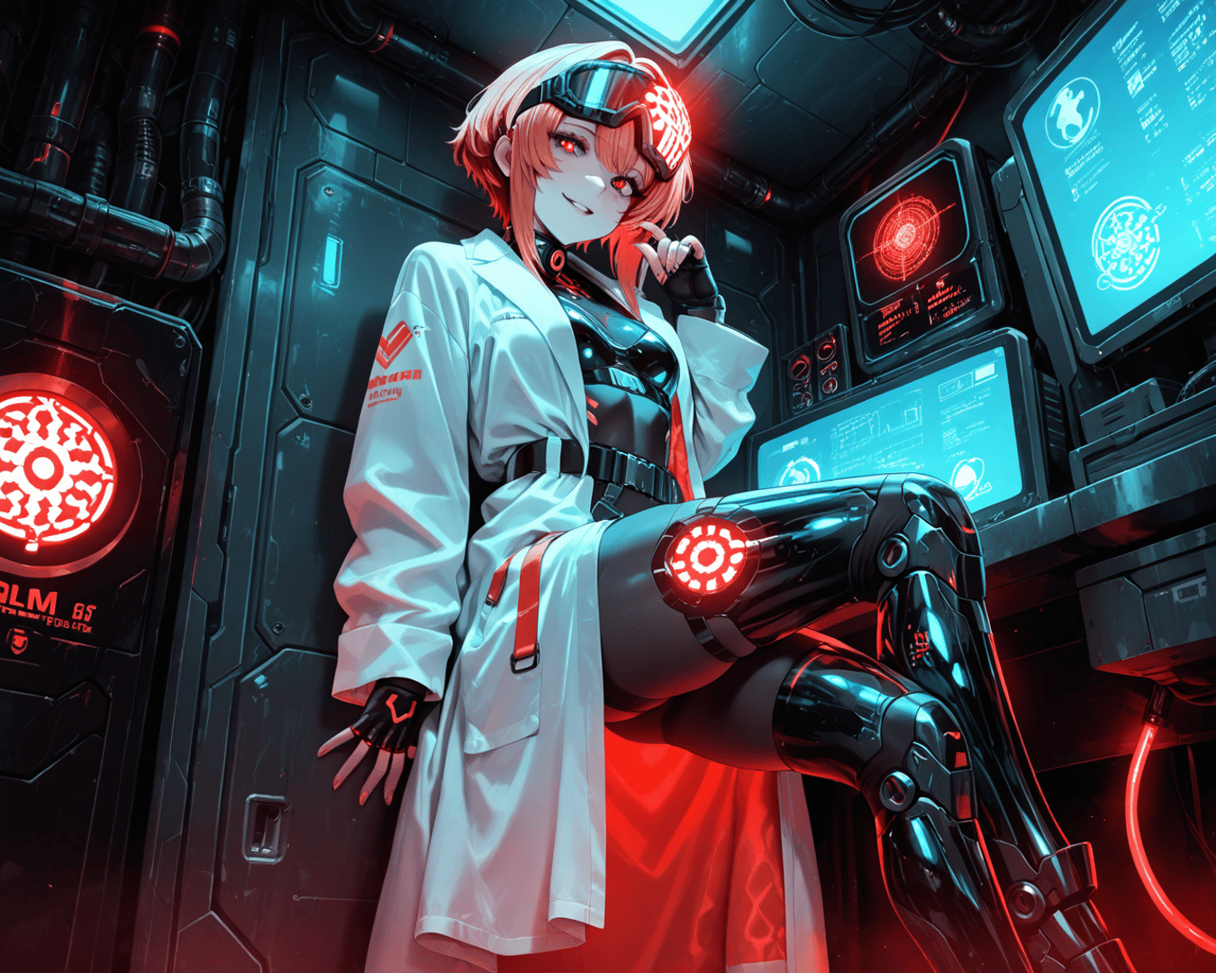AI generated wallpaper featuring cyborg, scientist, robot