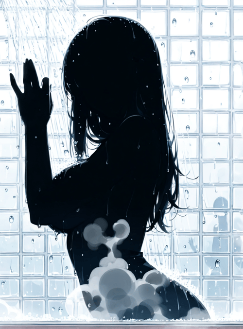 silhouette, woman, bubbles