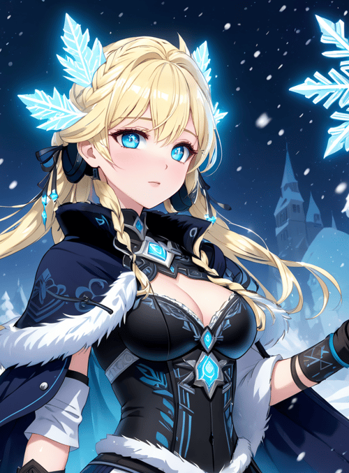 girl, snowflake, castle