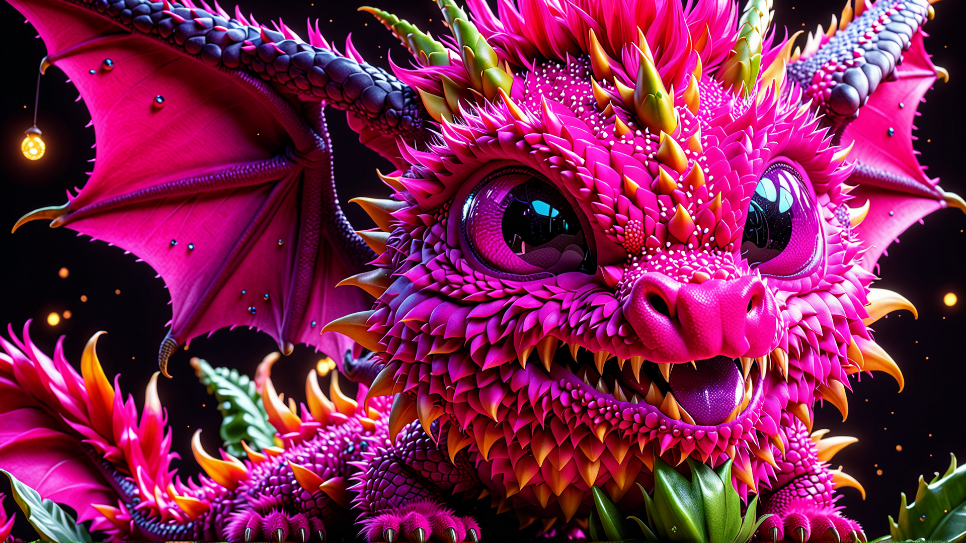 AI generated wallpaper featuring dragon, creature, giant