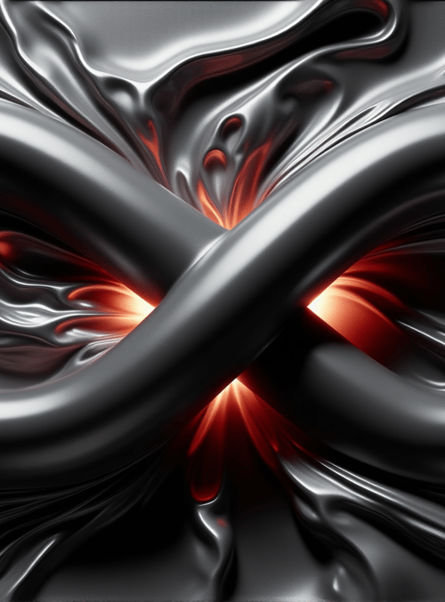 infinity symbol, fluid, metal