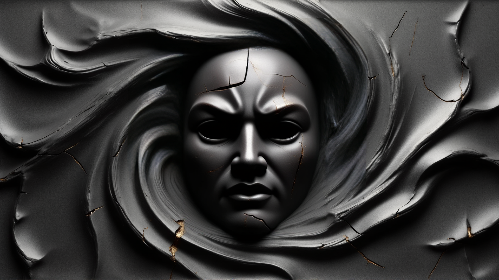 AI generated wallpaper featuring face, mask, wind