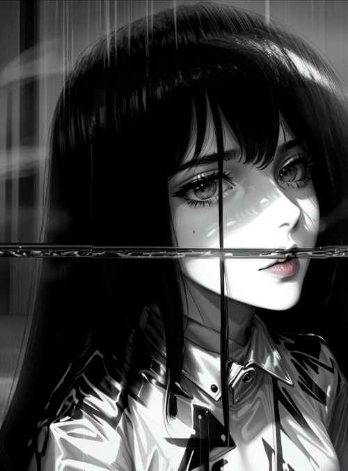 girl, anime, rain