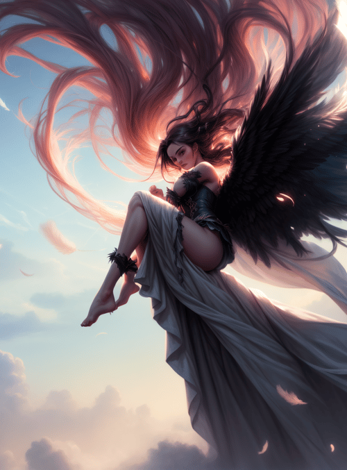 angel, woman, feathers
