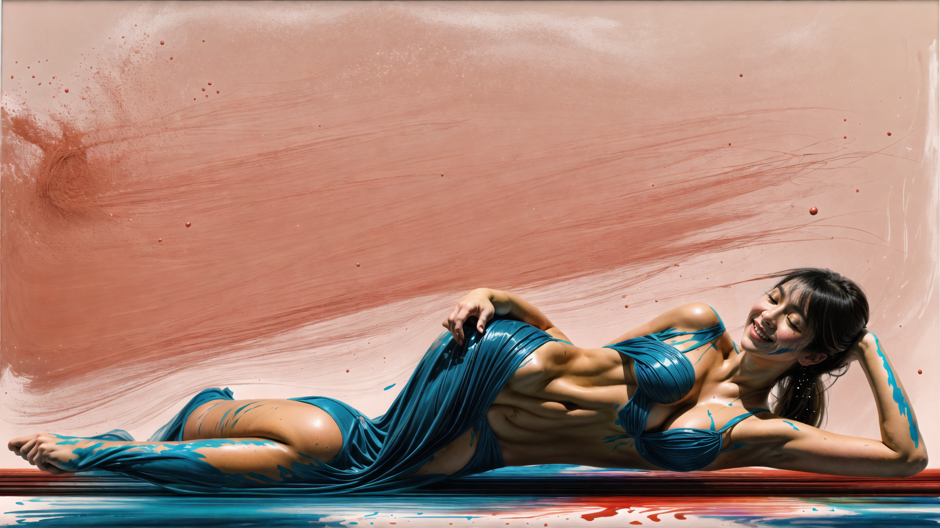 AI generated wallpaper featuring woman, paint, bikini