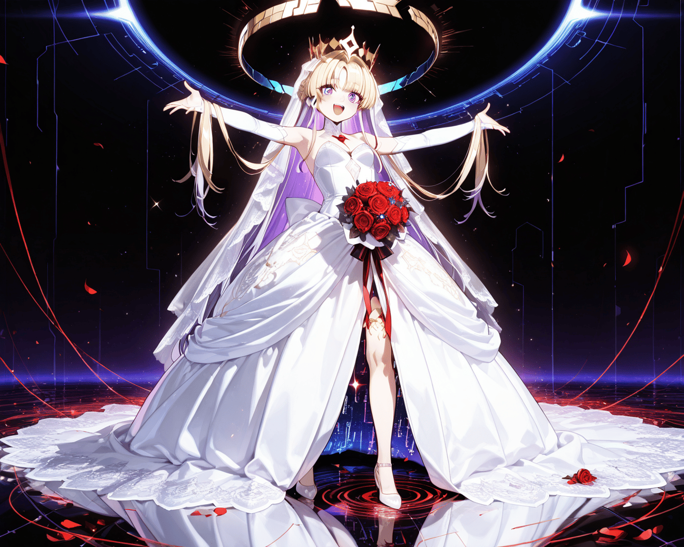 AI generated wallpaper featuring bride, anime, goddess