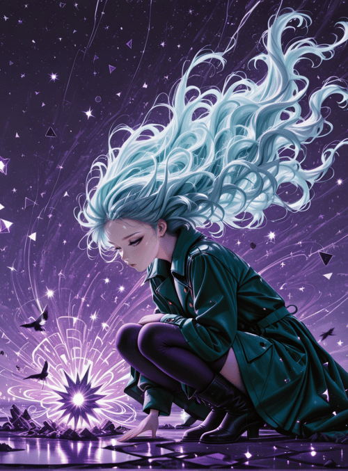 woman, stars, butterflies