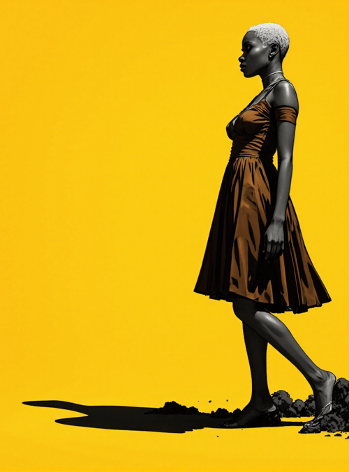 woman, dress, shadow, smoke