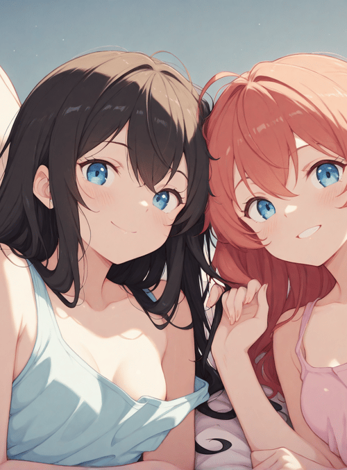 girls, bed, bikini