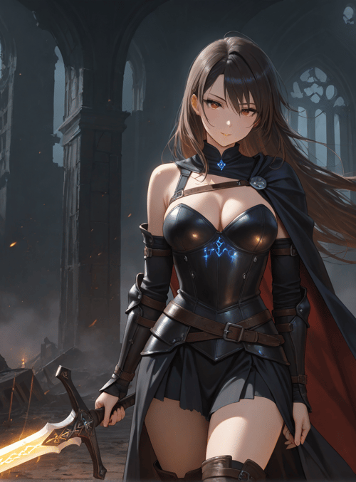 warrior, sword, cathedral