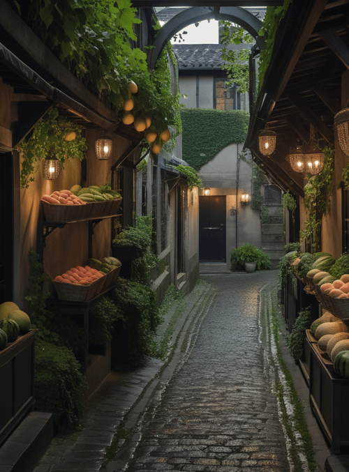 fruit, alley, market