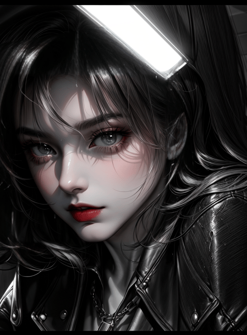 woman, leather jacket, hat