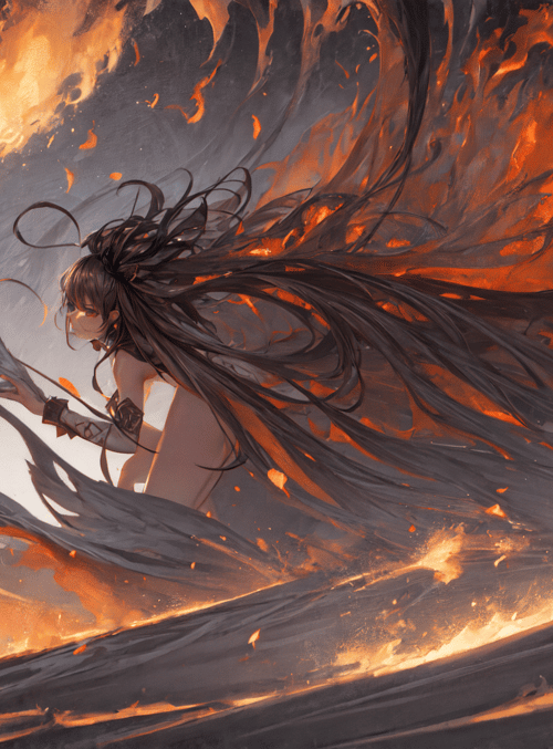 woman, fire, feathers