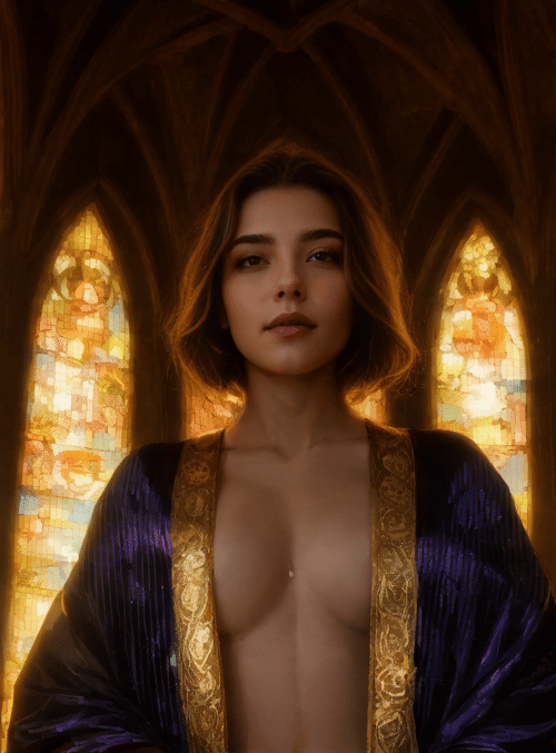 woman, stained glass, cathedral